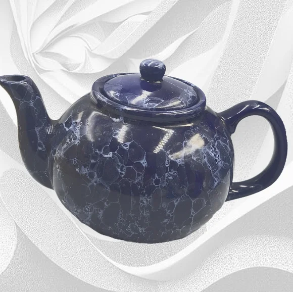 Elegant Blue Marble Teapot - Picture 2 of 9